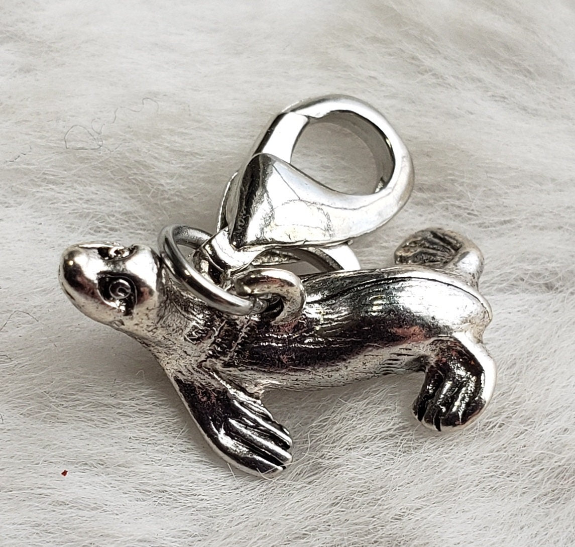 Seal Charm | Sea Lion Charm | Seal Jewelry | Sterling Silver Plated Pewter