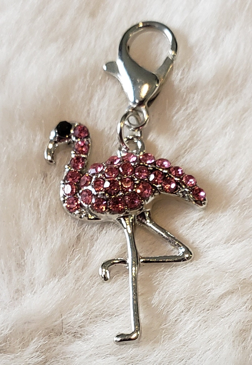 Pink Flamingo Pendant | Rhinestone Flamingo | Flamingo Gift | Tropical Bird Pendant | Key West Charm | Florida Charm