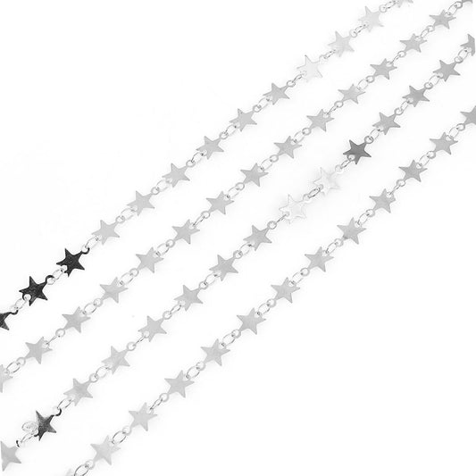 Silver Tone Star Jewelry Chain | Novelty Chain | Star Chain | Celestial Chain | 1 Meter