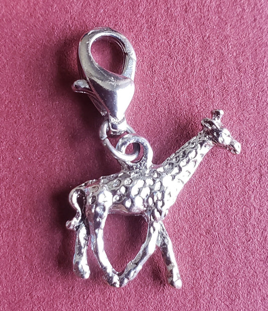 Giraffe Charm | Giraffe Jewelry | Sterling Silver Plated Pewter | Jungle Jewelry