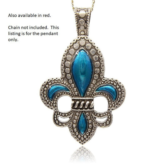 Fleur De Lis Pendant | Blue or Red | Mardi Gras Pendant | French Pendant