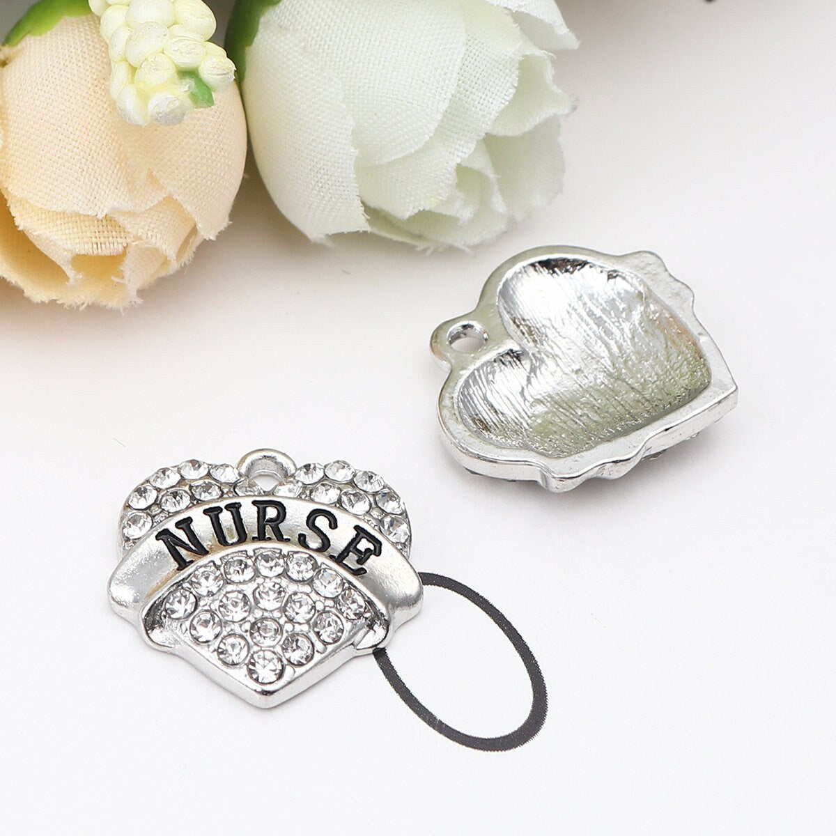 Nurse Rhinestone Heart Charm | Nurse Charm | Nurse Jewelry | Nurse Gift | Gift for Nurse