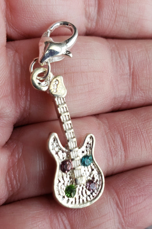 Colorful Rhinestone Guitar Charm | Guitar Jewelry | Gift for Guitarist | Guitarist Gift