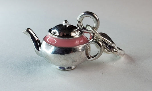 Pink Tea Pot Charm | Tea Charm | Beverage Charm | Food Jewelry | Beverage Jewelry | Tea Jewelry | Teapot Charm