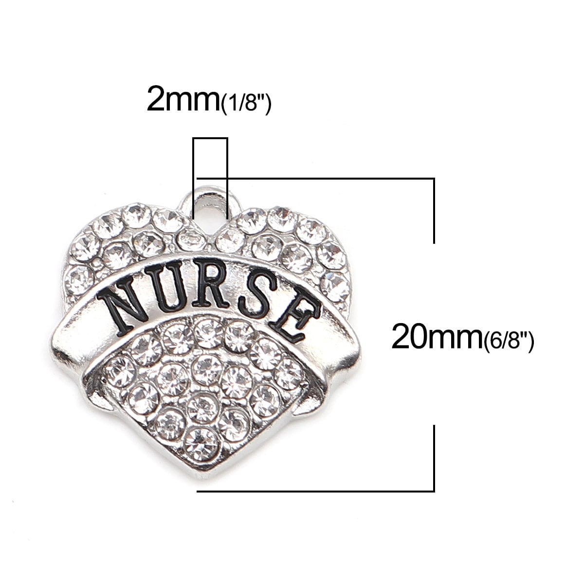 Nurse Rhinestone Heart Charm | Nurse Charm | Nurse Jewelry | Nurse Gift | Gift for Nurse