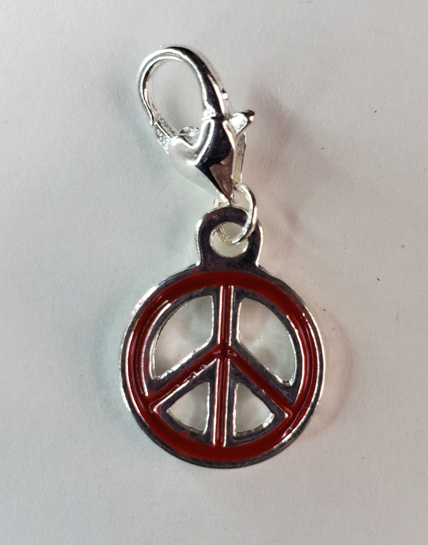 Petite Red Enamel Peace Charm - Clip-On - Ready to Wear