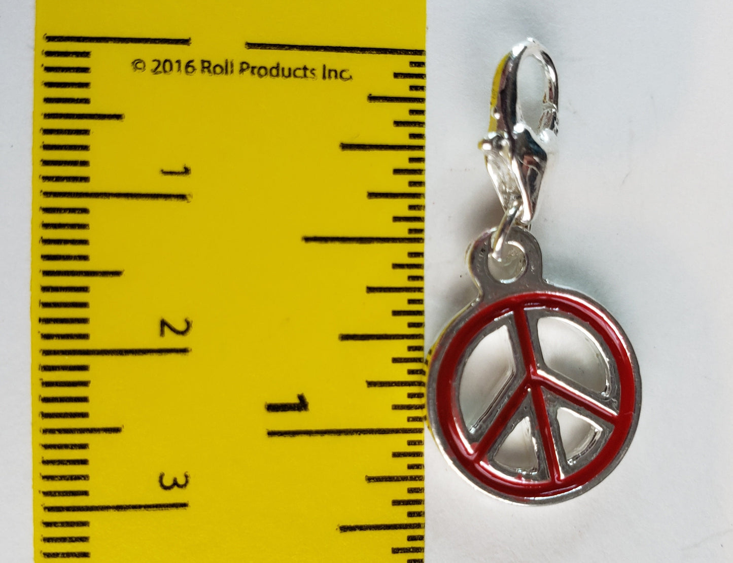 Petite Red Enamel Peace Charm - Clip-On - Ready to Wear