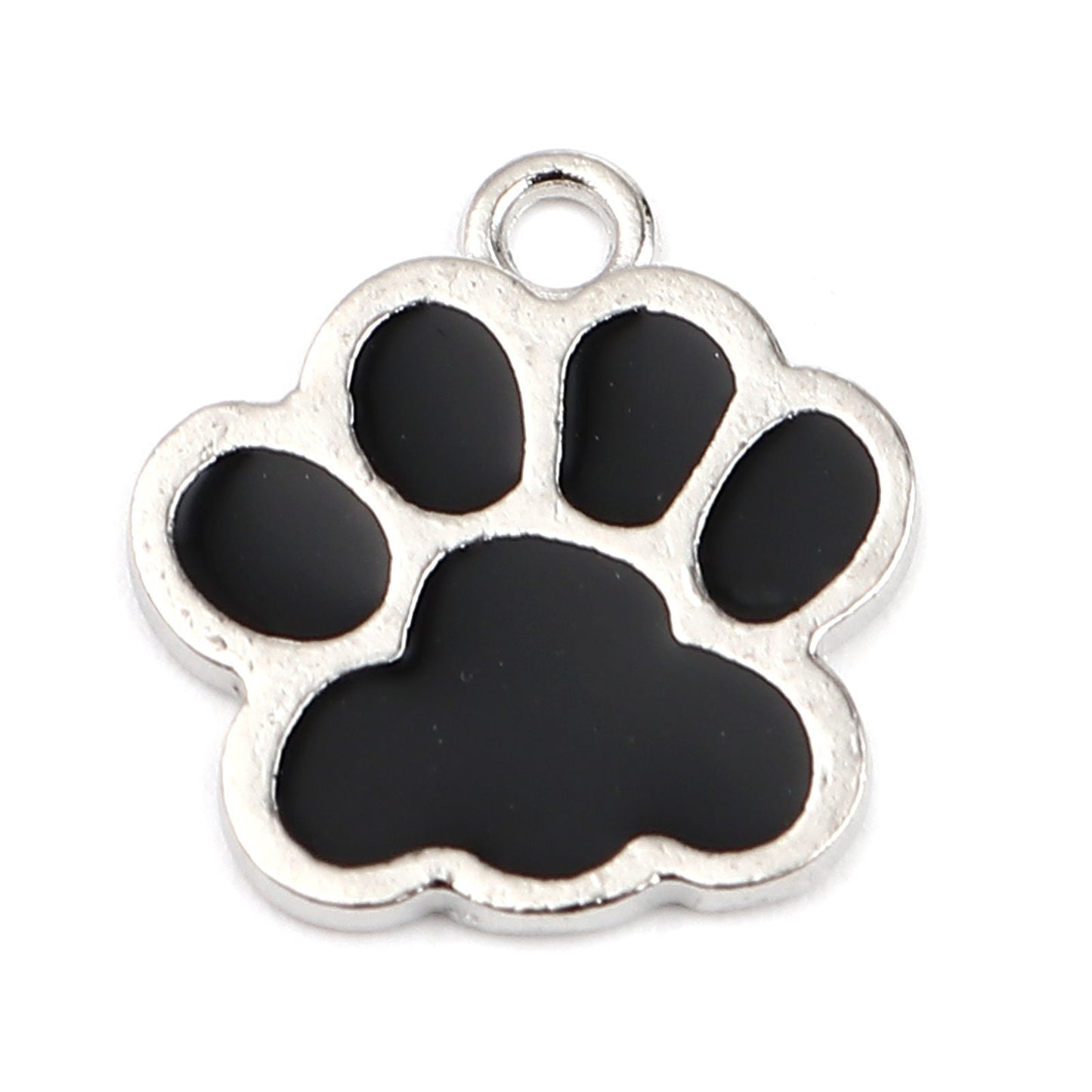 Black Paw Print Charms | Team Spirit Gift | Team Mascot Charms | Gift for Dog Lover | Bear Paw | Pack of 5 Charms