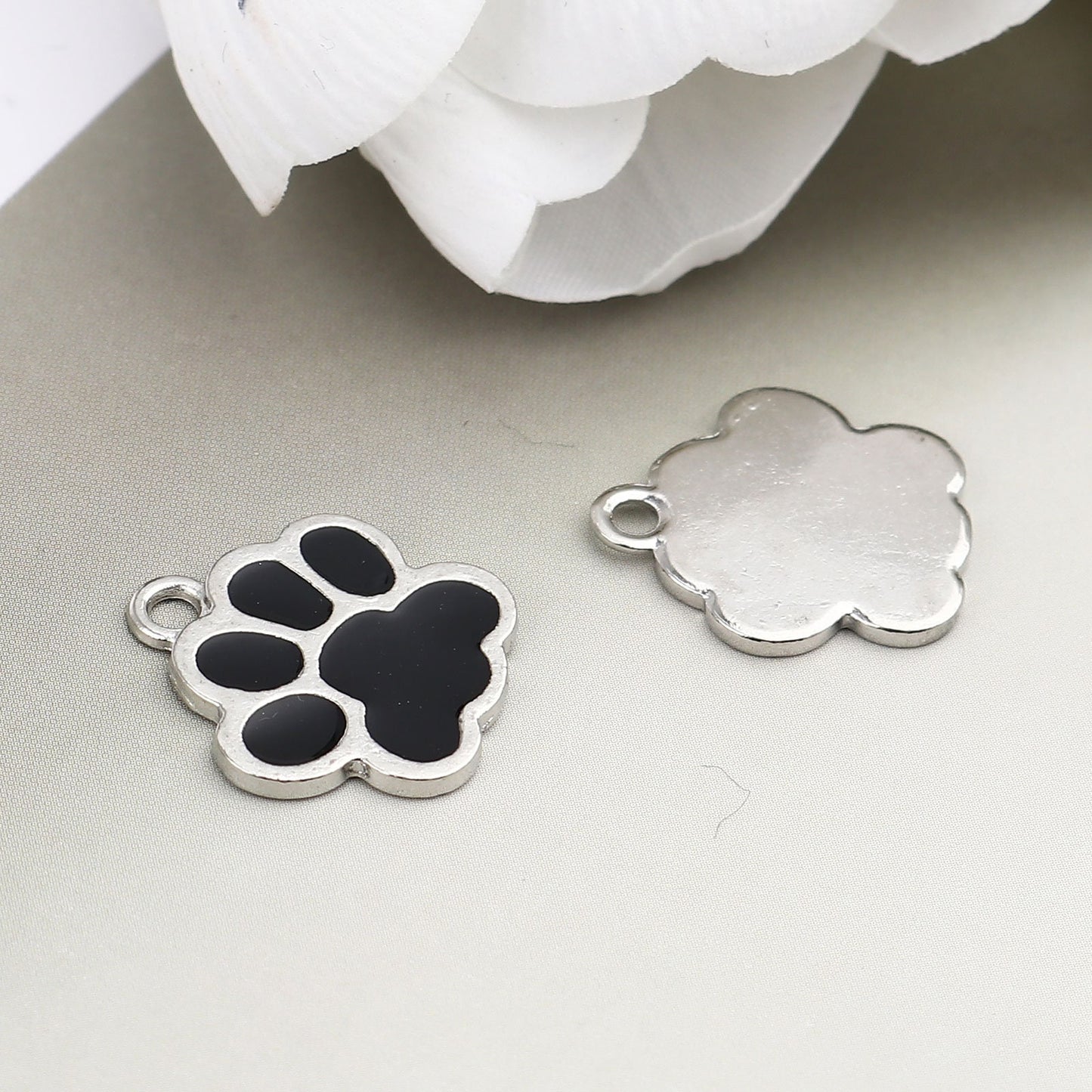 Black Paw Print Charms | Team Spirit Gift | Team Mascot Charms | Gift for Dog Lover | Bear Paw | Pack of 5 Charms