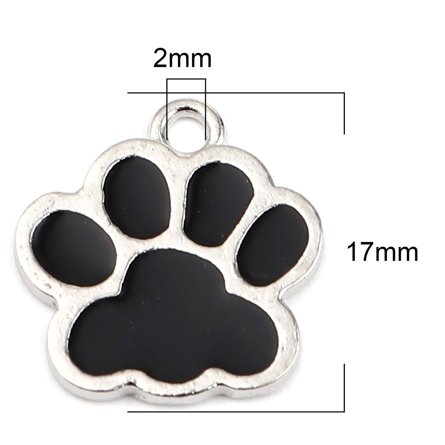 Black Paw Print Charms | Team Spirit Gift | Team Mascot Charms | Gift for Dog Lover | Bear Paw | Pack of 5 Charms