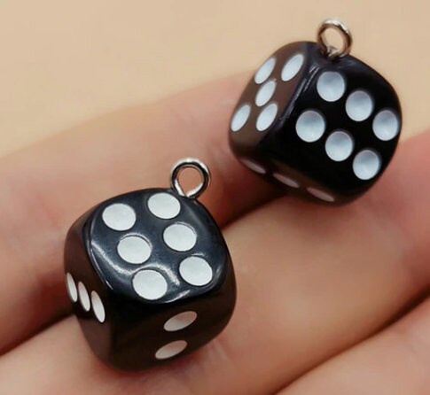 Dice Charm | Dice Pendant | Dice Jewelry | Gift for Bunko | Gift for Friend | Gambling Jewelry | Pack of 10 of One Color