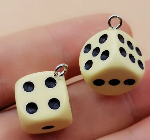 Dice Charm | Dice Pendant | Dice Jewelry | Gift for Bunko | Gift for Friend | Gambling Jewelry | Pack of 10 of One Color