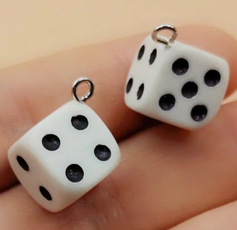 Dice Charm | Dice Pendant | Dice Jewelry | Gift for Bunko | Gift for Friend | Gambling Jewelry | Pack of 10 of One Color