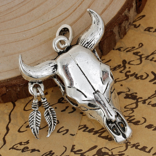 Large Cow Skull Pendant | Large Taurus Pendant | Bull Skull Pendant | Boho Skull Pendant