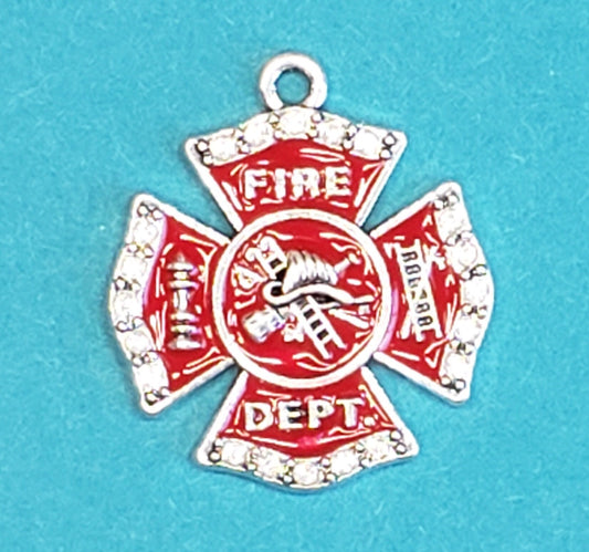 Rhinestone Firefighter Charm | First Responder Jewelry | First Responder Charm | Gift for Firefighter | Gift for Firefighter Wife