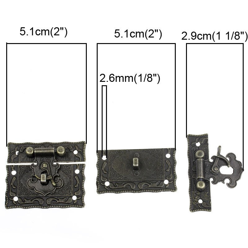 Cabinet Box Lock Catch | Box Hardware | Box Clasp | Jewelry Box Hardware | FOUR SETS