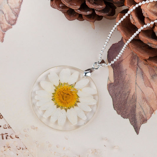 Daisy Pendant | Real Flower Pendant | FREE Chain | Daisy Jewelry | Daisy Charm | Flower Jewelry | Flower Charm | Statement Pendant