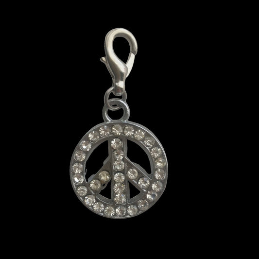 Petite Peace Rhinestone Charm - Clip-On - Ready to Wear