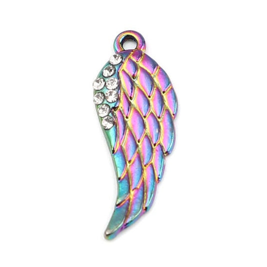 Colorful Wing Charm | Colorful Angel Wing Charm | Clip On Charm | Charm for Bracelet | Jewelry Supply | Gift for Crafter | Gift for Jeweler