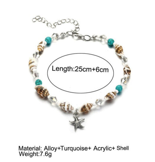 Starfish Anklet | Starfish Ankle Bracelet | Starfish Jewelry | Tropical Jewelry | Beach Jewelry | Shell Jewelry