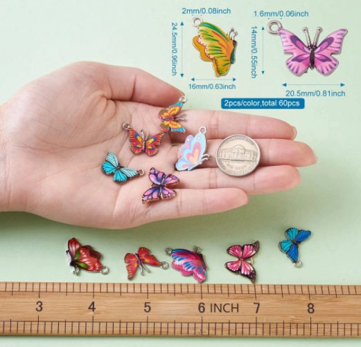 Butterfly Charms | Pack of 60 | Butterflies | Jewelry Supply | Jewelry Charms | Bulk Wholesale Charms