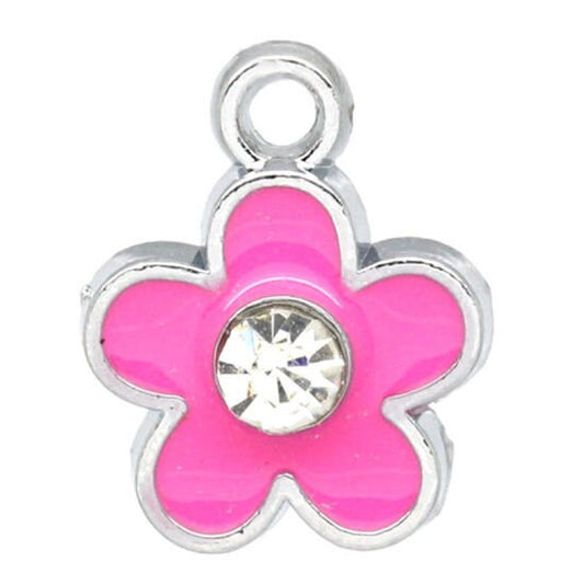 Bright Pink Flower Charms | Flower Jewelry | Jewelry Supply | Nature Charms | Floral Jewelry | Gift for Crafter | Pack of 5 charms