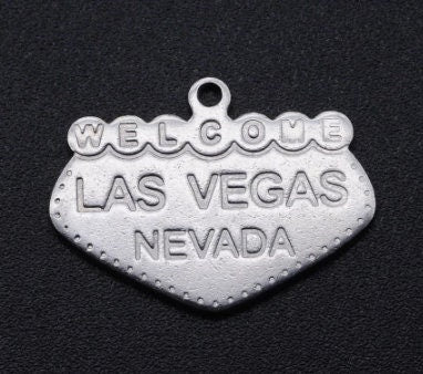 Stainless Las Vegas Sign Charm | Las Vegas Charm | Las Vegas Souvenir | Las Vegas Jewelry | Travel Charm