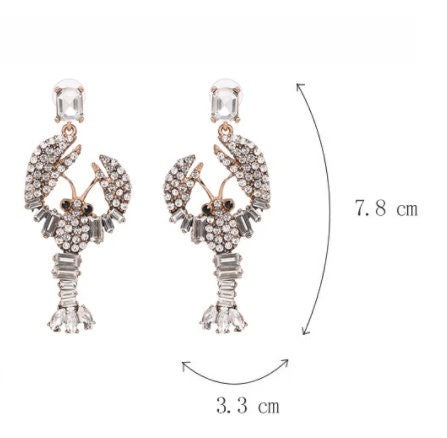 Lobster Earrings | Lobster Jewelry | Ocean Earrings | B-52s Rock Lobster Earrings | Rhinestone Earrings