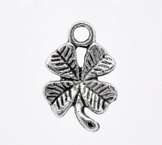 Petite  Four Leaf Clover Charm | Rhinestone Shamrock Charm | Good Luck Charm | Gambling Charm | Size:  15mm | TEN (10) Charms