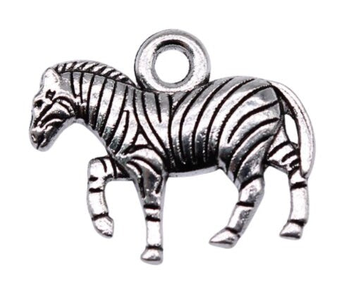 Zebra Charm | Zebra Pendant | Zebra Jewelry | Gift for Zebra Lover | Zebra Lover Gift | Size:  16mm x 14mm | ONE Charm