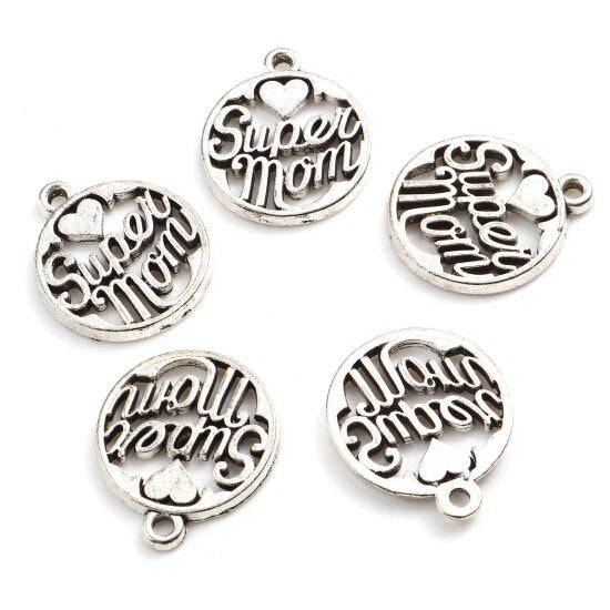 Super Mom Charm | Best Mom Charm | Mom Jewelry | Mother's Day Gift from Daughter | Gift from Son