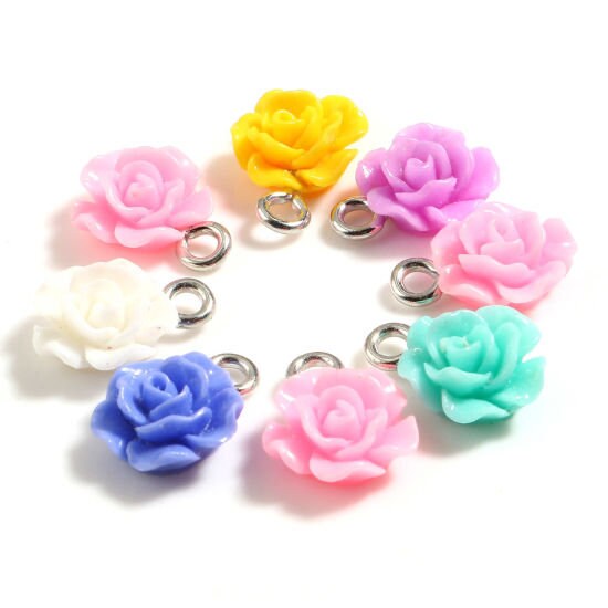 The Cutest Little Flower Charms | Pack of 20 Charms | Random Colors | 13mm x 10mm | Dainty Flower Charms