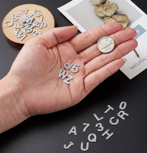 Stainless Letter Charms | Stainless Number Charms | Initial Charms | One Set of Letters and Numbers As Shown