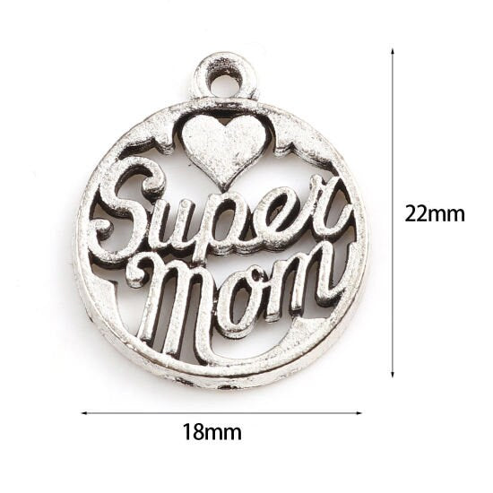 Super Mom Charm | Best Mom Charm | Mom Jewelry | Mother's Day Gift from Daughter | Gift from Son