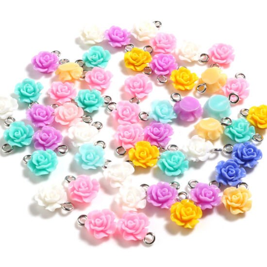 The Cutest Little Flower Charms | Pack of 20 Charms | Random Colors | 13mm x 10mm | Dainty Flower Charms