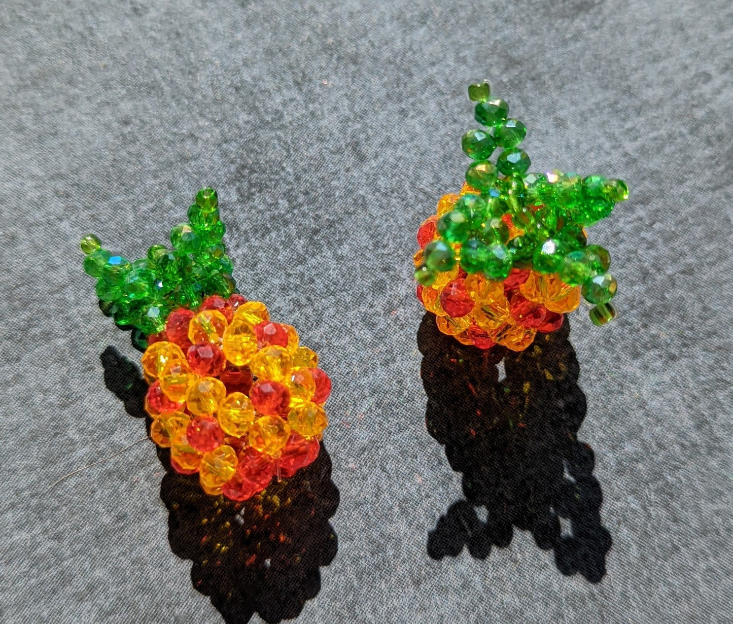 Beaded Pineapple Charms | Pineapple Jewelry | Fruit Charms | Fruit Jewelry | Food Jewelry | Hawaii Souvenir | Hawaii Charm | Pack of Six (6) Charms