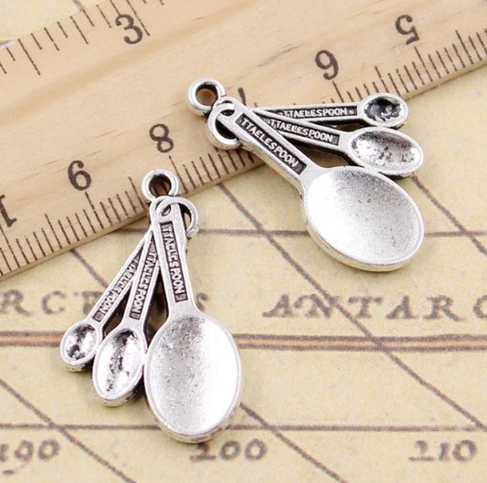 Measuring Spoons Charm | Baking Charm | Kitchen Charm | Chef Gift | Baker Gift | Size:  31mm x 20mm