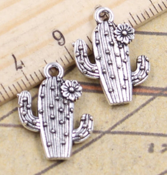 Cactus Charm | Cactus Jewelry | Desert Charm | Southwest Charm | Silver Tone Charm | Size 20mm x 15mm