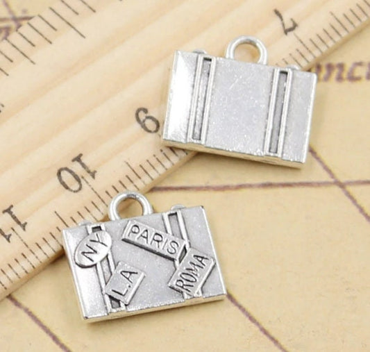 Travel Luggage Charm | Travel Stickers | Travel Jewelry | Travel Charm | Paris Charm | New York Charm | Size:  15mm x 16mm