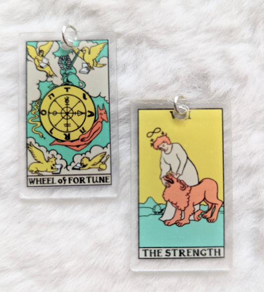 Tarot Card Charm | Tarot Charm | Tarot Jewelry | Reader Gift | Wheel of Fortune | Strength | Package of FIVE (5) charms