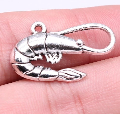 Shrimp Charm | Shrimp Jewelry | Nautical Charm | Ocean Charm | Shrimp Pendant | 28mm x 15mm