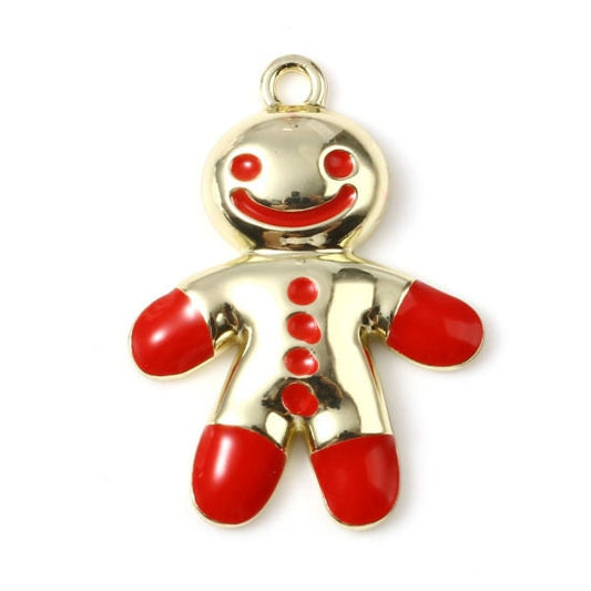 Happy GIngerbread Charms | Christmas Pendants | Holiday Jewelry | Christmas Jewelry | Pack of Five (5) Charms