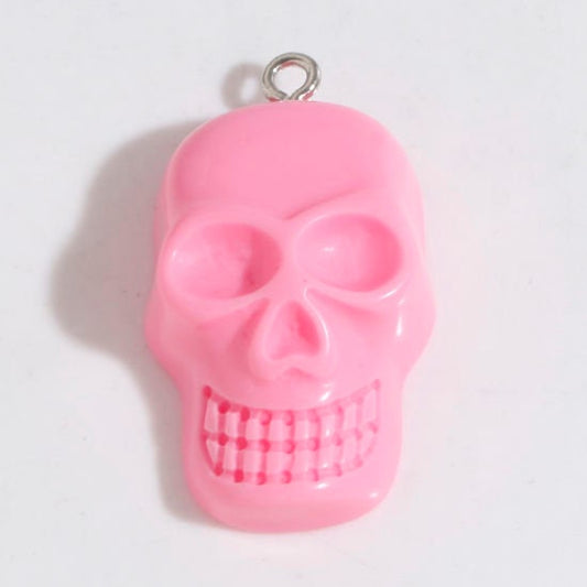 Resin Skull Charm | Pink Skull Charm | Skull Jewelry | Pirate Jewelry | Five (5) Charms