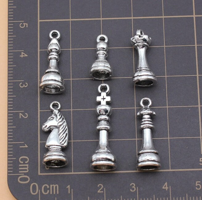 Chess Charms | Chess Charm Set | Chess Jewelry | Board Game Charms | Set of 6 Charms