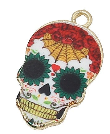 Sugar Skull Charm | Dia De Los Muertos Charm | Halloween Charm | Latin Culture Charm | Pack of TEN (10) Charms