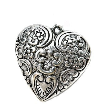 Bulk Tibetan Silver Puffed Heart Pendants | Jewelry Making Supply | Jewelry Supplies |  Puffed Heart Pendant | Jewelry Maker Gift