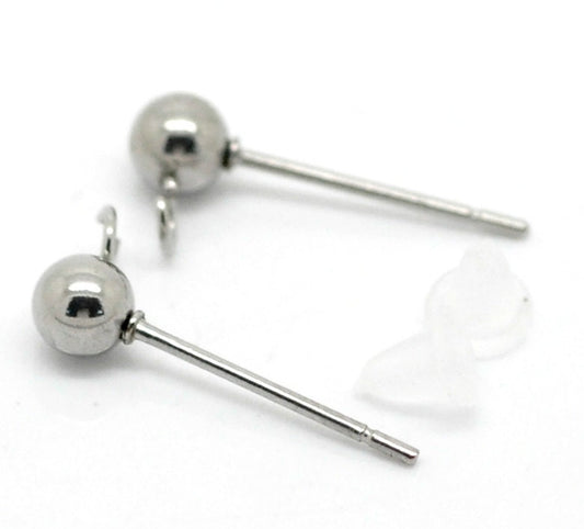 Stainless Steel Earring Posts | Earring Findings | 10 Pair | DIY Earrings